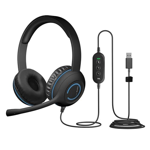 Cyber Acoustics USB Stereo Headset (AC-5008-5) – Durable, Crisp, and Clear Communication in Classrooms and at Home - 5 Pack - size: 5 Pack