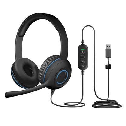 Cyber Acoustics USB Stereo Headset (AC-5008-5) – Durable, Crisp, and Clear Communication in Classrooms and at Home - 5 Pack - size: 5 Pack