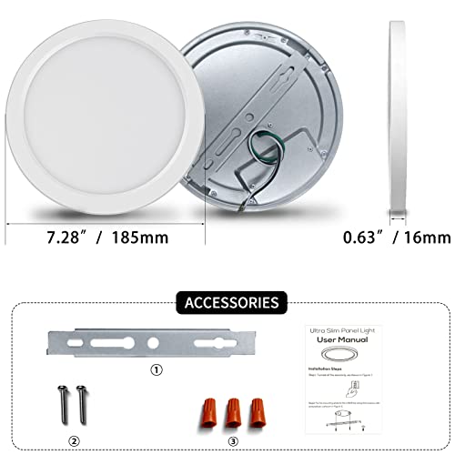 7 inch ETL Certified Flush Mount LED Ceiling Light Fixture Dimmable, Ultra Slim 0.63" Thick Round LED Ceiling Light Panels for Kitchen, Bathroom, Hallway, Bedroom, Basement, 1 Pack White - size: 7 inch-1 Pack