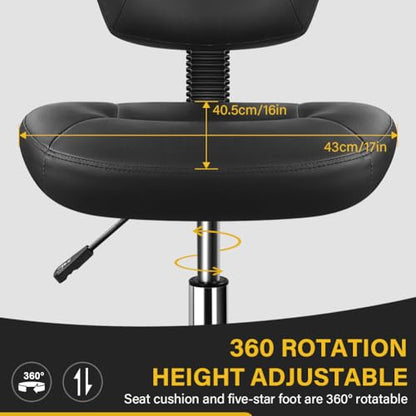 WKWKER Drafting Chair with Back Footrest Adjustable Office Chair (Black) | Drafting Stool with Backrest Adjustable Task Chair Armless Swivel Universal Chair for Lab Kitchen Salon Bar Counter Studio