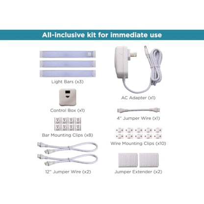 PureOpitcs LED Under Cabinet Lighting Kit, Cool White, Stick up Design, 3-Bars, 6” Each (LEDUC6-3CK), 6"