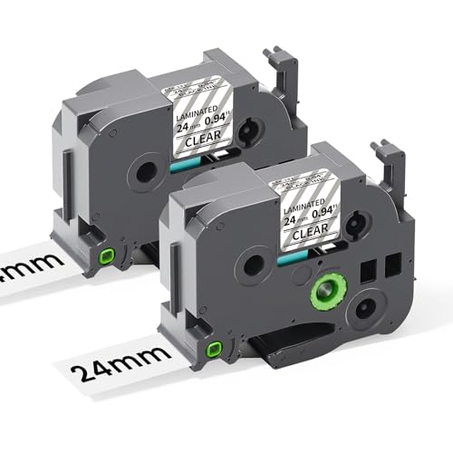 COLORTY TZe-151 Replacement for TZe TZ Tape 24mm 0.94 Laminated Clear | Label Maker Tape TZe151 Compatible with Brother P-Touch Label Tape 1 Inch for Ptouch PT-D600 PT-P710BT PT-P750W - color: Black on Clear, size: 24mm