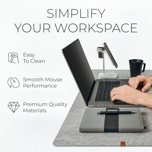 Nordik Felt Desk Mat - Large Felt Desk Pad - Marle (35 x 17 inches) | Premium Desk Matt for Desktop, Full Desk Keyboard Mouse Pad, High Quality Felt and Non-Slip Rubber Liner for Home and Office - color: Marle