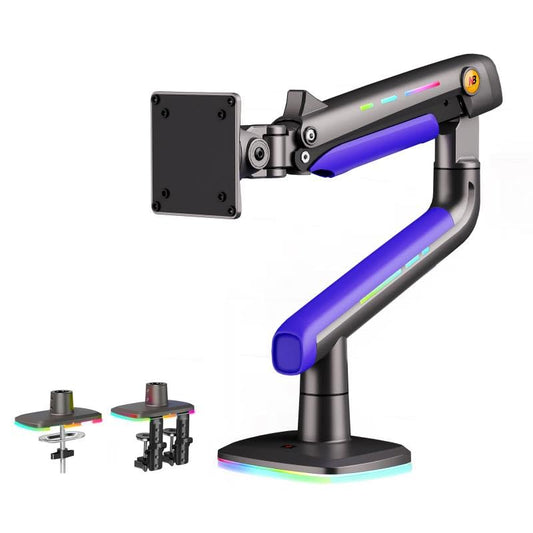 NB Gaming Monitor Arm or for 32 to 60 Inches Screen, Load up to 20 kg, VESA 75/100, RGB-Light, Heavy Duty, Multi Angle Adjustable, Premium Aluminum, Purple Blue - color: Purple Blue