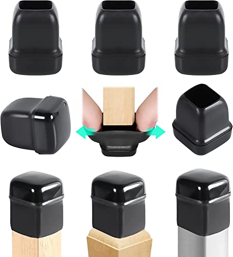 Ezprotekt 24Pcs Chair Sliders for Carpet, Square Chair Glides for Carpet - size: S-Black