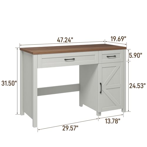 Vabches Farmhouse 47" Executive Desk with Drawers, Unique White - color: Unique White, size: 47"W