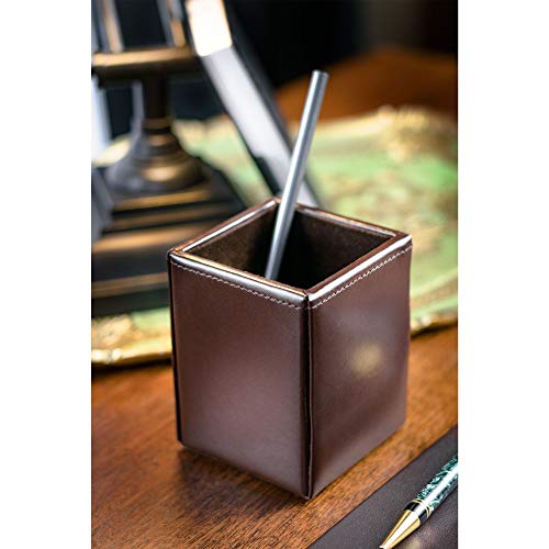 Dacasso Bonded Set Luxury Leather Desk Pad & Desk Organization Essentials, 7 Piece, Dark Brown - color: Dark Brown, style: 7 Piece
