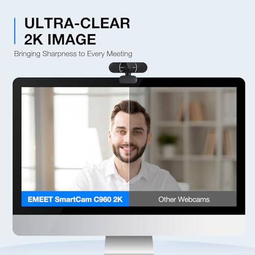 EMEET C960 2K Webcam with Microphone, PDAF, 2 Omnidirectional Mics - style: 2K
