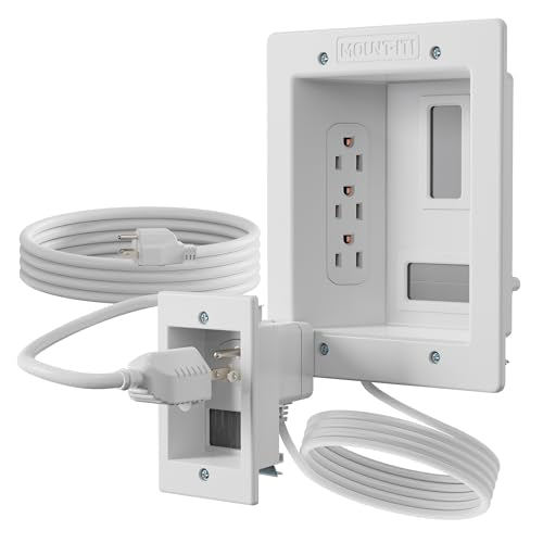 Mount-It! In-Wall TV Cable Management Kit with Power – Triple Outlet, Male Wall Plug and 5ft External & 9ft Behind the Wall Cords, Hand Saw – Easy, Safe Cable Management for TV and Home Theater Setups - style: Triple Outlet – 5ft External / 9ft In-Wall