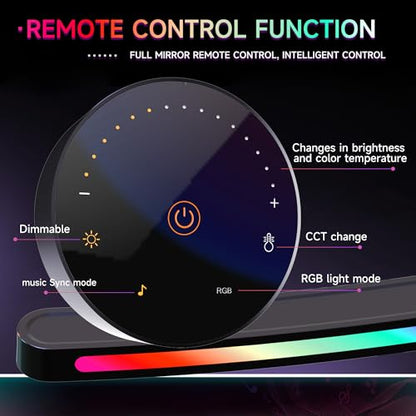 ONWAY Curved Monitor Light Bar with RGB Backlight, Wireless Remote Touch Control, No Glare Lamp with Camera Base for Gaming/Office Computer Setup - color: Matte