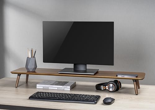 Desk Shelf for Top of Desk (Mahogany) Mid Century Modern Monitor Stand (39.37 × 9.45 × 4.72 inches) - color: Mahogany