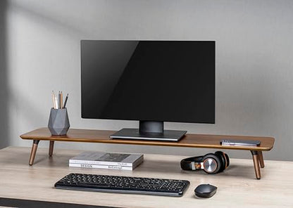Desk Shelf for Top of Desk (Mahogany) Mid Century Modern Monitor Stand (39.37 × 9.45 × 4.72 inches) - color: Mahogany
