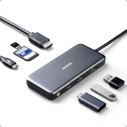 Anker USB C Hub, 7-in-1 Multi-Port USBC Hub, 4K HDMI USB-C Adapter | 1 USB-C and 2 USB-A 5Gbps Ports, 85W Max PD, SD/TF, for MacBook Air, MacBook Pro, XPS and More (Charger Not Included) - style: 7 in 1 【1 HDMI】