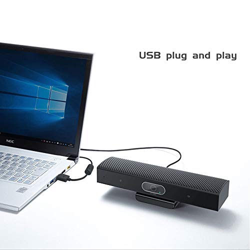 JACKLY Conference Room Camera with Microphone and Speaker, Wide Angle USB Video Conference Camera for Mac, PC, Laptop, Desktop (Black with Inverted Phase) - color: Black with inverted phase