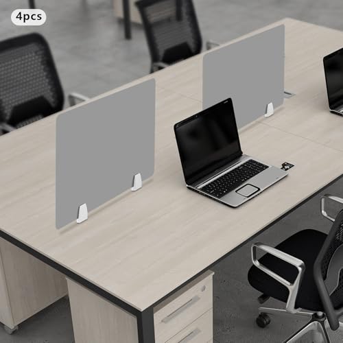 4PCS Desk Dividers Office Partitions, Privacy Desk Panel Protective, Acrylic Plexiglass Shield with Clamps for Offices Schools Call Centers - 23.6”L X15.8”W - color: Grey