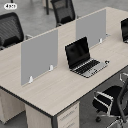 4PCS Desk Dividers Office Partitions, Privacy Desk Panel Protective, Acrylic Plexiglass Shield with Clamps for Offices Schools Call Centers - 23.6”L X15.8”W - color: Grey