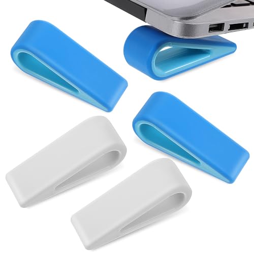 OSALADI 4pcs Laptop Cooling Stand Adjustable Height Notebook Riser for Desk Use, Blue and White Ventilated Holder for Enhanced Laptop Ventilation and Ergonomic Workspace
