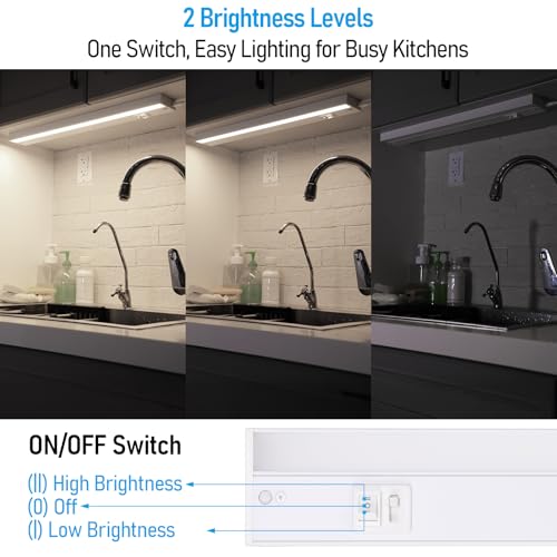 TORCHSTAR 4-Pack 22 Inch 5CCT LED Under Cabinet Lighting Aluminum, White - color: White, size: 22 Inch
