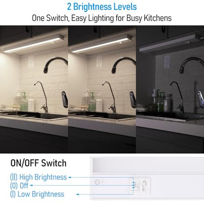 TORCHSTAR 4-Pack 22 Inch 5CCT LED Under Cabinet Lighting Aluminum, White - color: White, size: 22 Inch