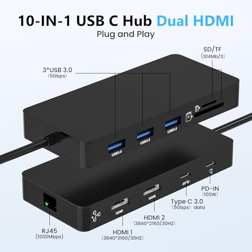 Laptop Docking Station Dual 4K HDTV Monitor