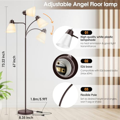 Coucrek Floor Lamp, Reading Floor Lamps for Living Room - color: Brown
