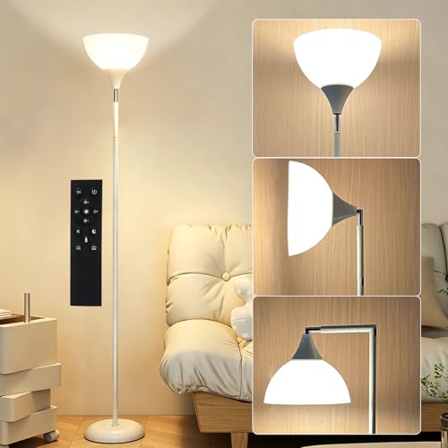 Flexible 90-Degree Foldable Floor Lamp - Remote Control, Stepless Color Temp & Brightness, Space-Saving Adjustable Standing Light for Bedroom, Office, Living Room & Study White - color: White