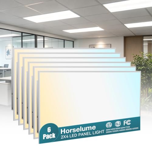 6 Pack 2x4 LED Flat Panel Light, 9630LM, Selectable 30W-72W and 3000K-6500K, Dimmable 0-10V, Drop Ceiling Fixture for Office, School, Store (6Pack) - size: 6Pack