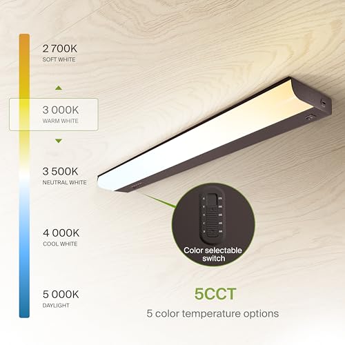 ASD LED Under Cabinet Lighting Hardwired, 24 Inch 12W 2700K-5000K Selectable, 1051LM, CRI90+, Direct Wire Linkable Under Counter Lights for Kitchen, Dimmable Under Cabinet Lights, Bronze, UL, 12 Pack - color: 24 Inch Bronze, size: 12 Pack