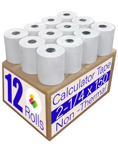 (12 Rolls)2 1/4 in x 150 ft Adding Machine Tape Paper Rolls, for HR-10RC, HR-170RC, HR-200RC, EL-1197PIII, EL-1801V, P23-DHV-3, CP-90A, MP11DX-2, 1280-2,3000Labels Direct - size: 2 1/4" 1 Ply 150' Bond, style: 12 Rolls