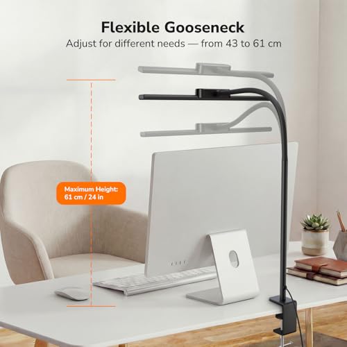 Lepro Led Desk Lamp for Home Office, Desk Light with Clamp, 11W 700LM Black - color: Black