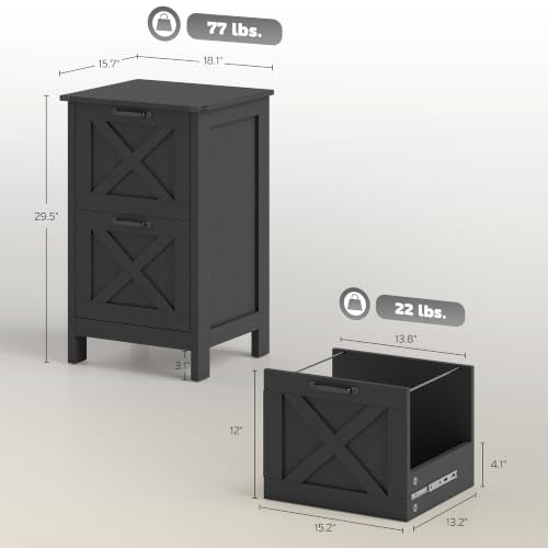 HOMCOM 2 Drawer Vertical File Cabinet, Silent Slides, Distressed Black - color: Distressed Black