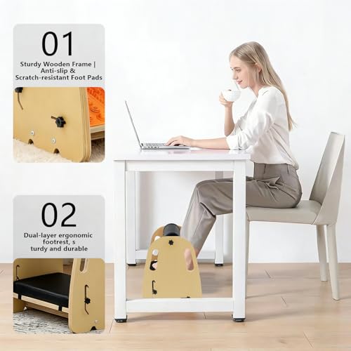 Under Desk Foot Rest,Massage & Leather Pads,3 Height Levels-Orange - color: Orange