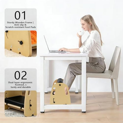 Under Desk Foot Rest,Massage & Leather Pads,3 Height Levels-Orange - color: Orange