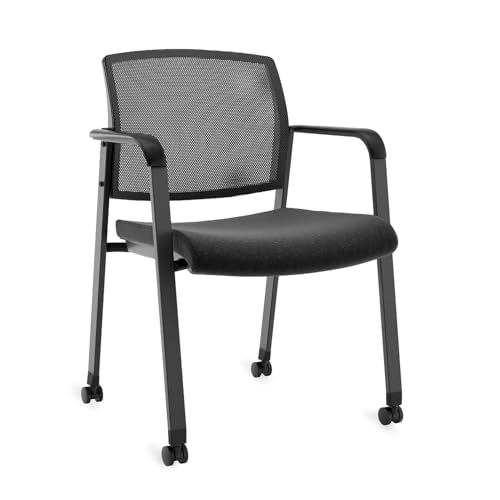 Workplace 2.0 Guest & Reception Chair, Mesh, Stackable, Black | Comfortable seating for reception areas and everyday office use. - style: Fabric
