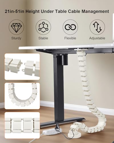 Under Desk Cable Management Spine, Magnetic Wire Organizer White - color: White