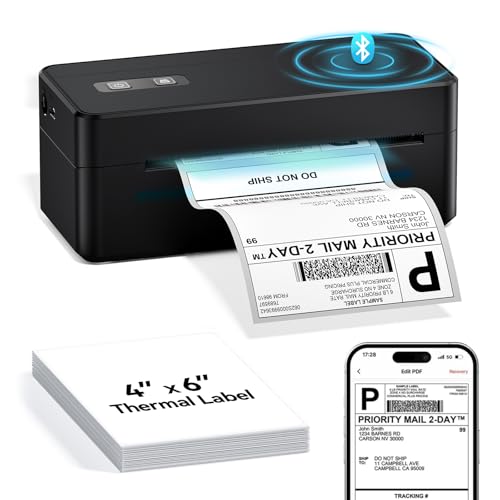 Thermal Shipping Label Printer 4x6 Bluetooth Label Maker for Small Business | 2410BT Wireless Label Printers Compatible with iOS Android & PC, Widely Used for USPS, Tiktok - color: Black, style: Label Printer