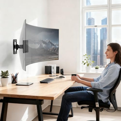 Monitor Wall Mount for 17–49 Inch inch Flat/Curved Ultrawide Screens | Heavy Duty Up to 44 lbs,Full Motion,Quick-Release VESA Plate,VESA 75/100 mm,Black
