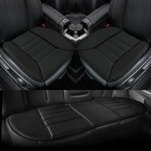 kingphenix 3-Piece Memory Foam Car Seat Cushion Set for Driving Comfort | 2 Front Seat Cushions and 1 Rear Bench Pad, 1.2-Inch Memory Foam, Non-Slip Bottom for Sedan, SUV, Truck and Van, Black - color: Black, size: Full Set (2 Front + 1 Rear Bench)