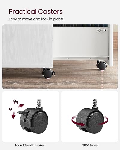 VASAGLE 2-Drawer File Cabinet, Small Rolling, Locking, Printer Stand - color: Snow White, size: with Lock