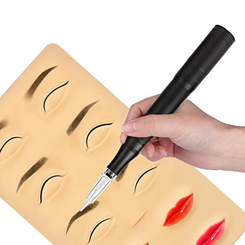 Permanent Makeup Rotary Tattoo Machine Eyebrow Pen Machine with 10PCS Needles For Eyebrows,Lips,Eyeliners B950b (Black) - color: Black