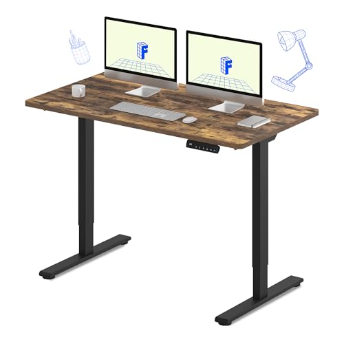 FLEXISPOT E3 Dual Motor Electric Standing Desk 48 x 30 Sit Stand Up Desk, Holds 220 lbs, Adjustable Height w/Memory Presets, One-Piece Special Walnut Desktop & Black Frame, Ships in 2 Boxes - color: Black Frame + Special Walnut Top, size: 48"x30" Whole-pi