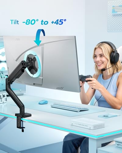 ARES WING 17-40 Inch Heavy Duty Monitor Arm, Black - color: Black, style: Non USB