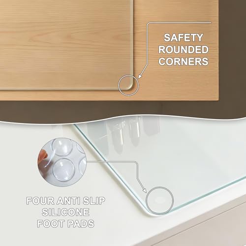 Tempered Glass Desk Pad 32" x 20" - Clear Non-Slip Office Desk Mat for Keyboard & Monitor, Easy to Clean Glass Writing Pad for Home & Work - size: 20" x 32"