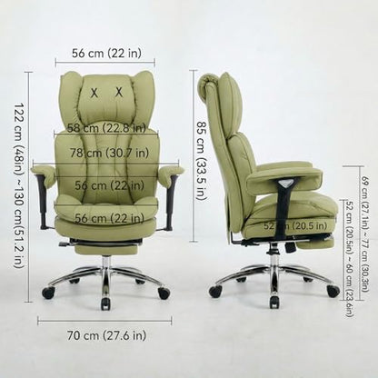 Efomao Big & Tall Desk Chair, Wide Executive Office Chair with Footrest Green - color: 3070mus-green