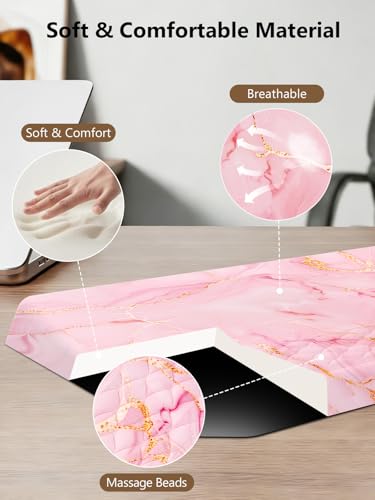 2-in-1 Ergonomic Keyboard Stand with Wrist Rest, Pink Marble - color: Pink Marble