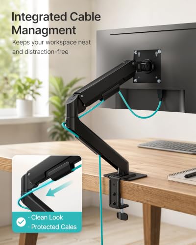Single Monitor Arm for 17-32 Inch Screens, Full Motion Desk Mount | Ultrawide Monitor Stand Holds up to 19.8 lbs,for 75/100mm VESA Mount with Clamp and Grommet Base, for Home Office Gaming - style: Single Monitor Arm