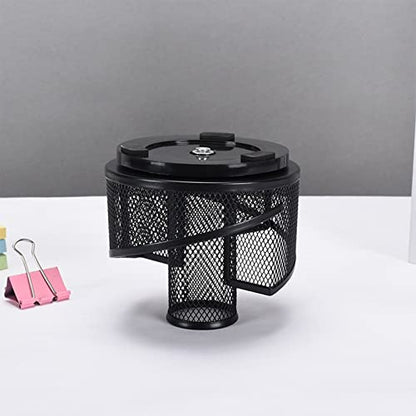 Mesh Rotating Desk Organizer, Black Pen Pencil Holder Metal Desktop Stationery Storage Caddy, 5 Grids Desk Organizer for Home Office Art Supplie, Pen Holder For Desk, Pen Holder Pen Cup Marker Holder