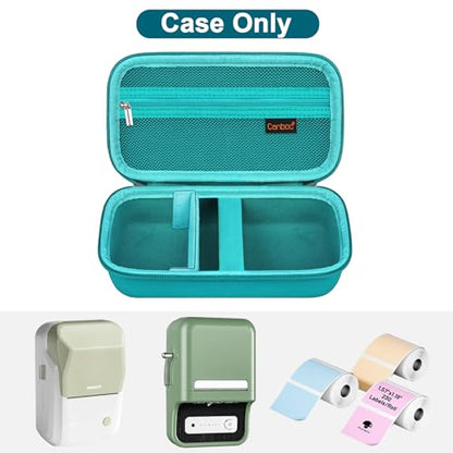 Canboc Carrying Case for NIIMBOT B21 Label Maker, Turquoise (Case Only) | Portable Bluetooth Thermal Label Printer Bag with Removable Shoulder Strap, Mesh Pocket fit Printer Labels, USB Cable - color: Turquoise+Turquoise