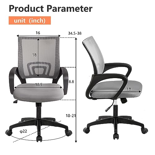 PayLessHere | Office Chair | Grey | Pack of 2 | with Lumbar Support - color: Grey, style: pack of 2