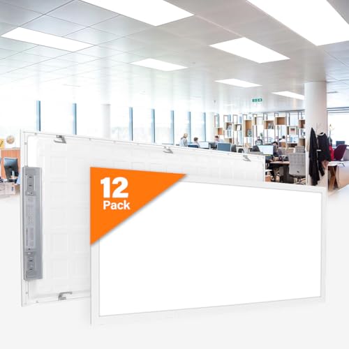 12 Pack 2x4 LED Flat Panel Light Drop Ceiling, 0-10V Dimmable | 30/40/50W & 3000K/4000K/5000K Selectable, for Office, Shop,120-277V, ETL Listed - size: 2x4 FT- 12 Pack